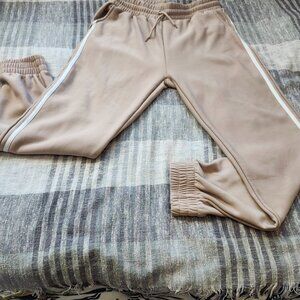 AQ SPORT Women's Extra Large Tan w/ white Stripes, Jogger Pants